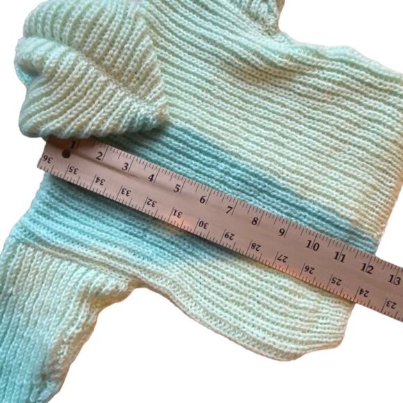 Vintage Handmade Baby toddler Mint Green Button Down Hoodie With Mittens NWOT - Picture 8 of 9